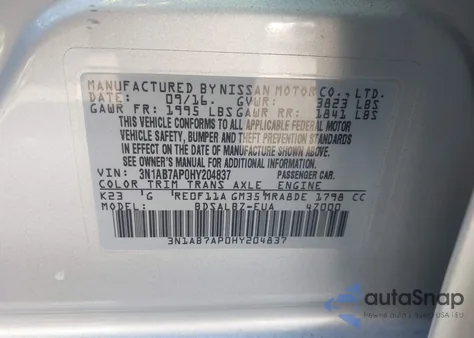 2017 Nissan Sentra S from USA, damaged, VIN 3N1AB7AP0HY204837